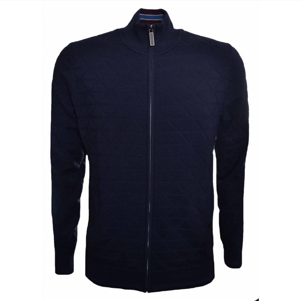 Ted Baker London Delgado Full Zip Cardigan Deep Navy Blue Size 4, Large Men’s